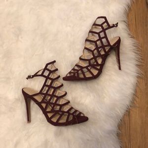 Burgundy Caged Heels